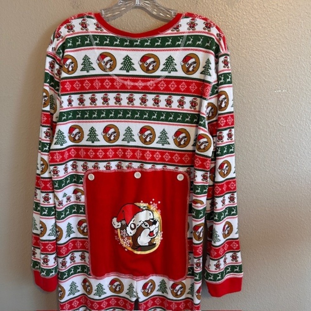 Buc-ee's Adult Zip Christmas Pajamas PJs Waffle Knit One Piece Santa Beaver 2X